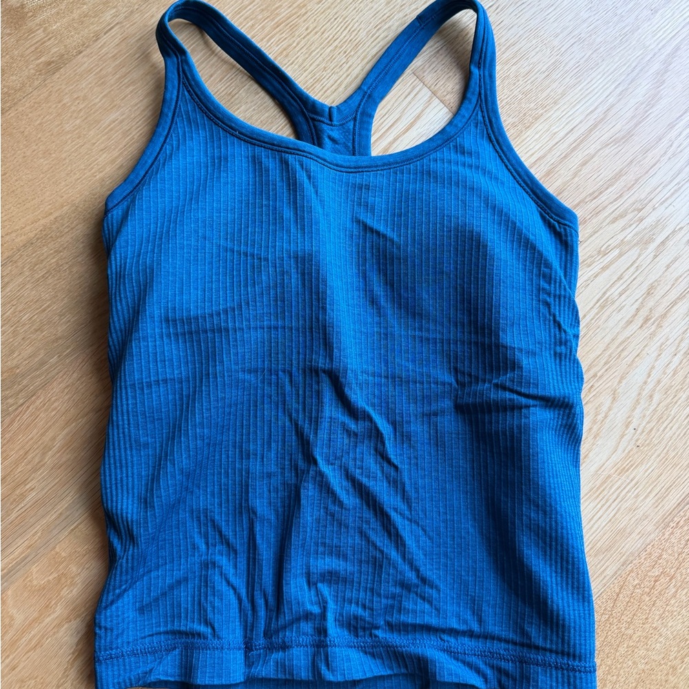 Lululemon Ebb to Street Navy Blue Ribbed Tank